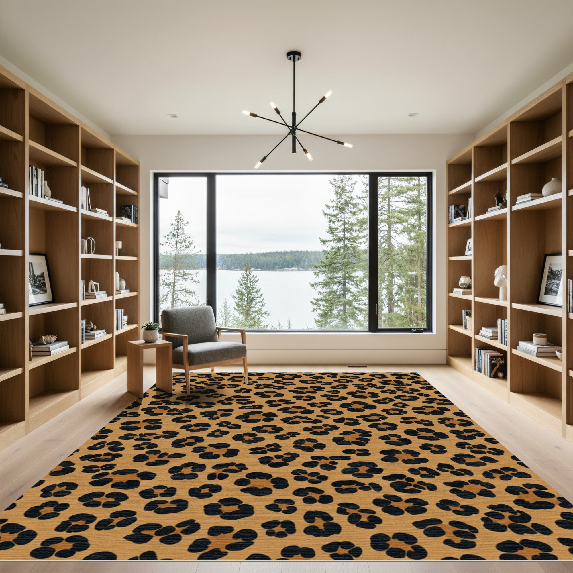 Brown Black Leopard Spot Arrangement Rug