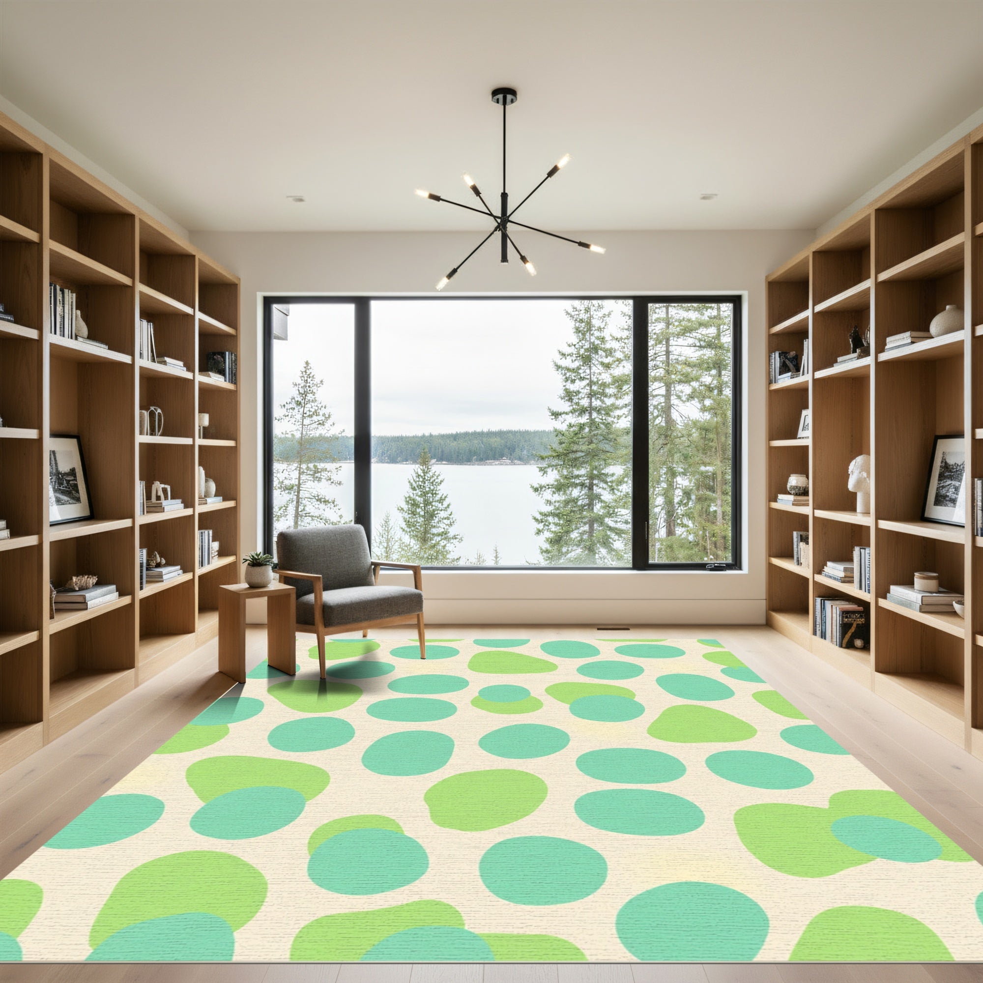Aqua Green Organic Pebble Rug