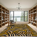 Bold Black Yellow Tiger Stripes Rug