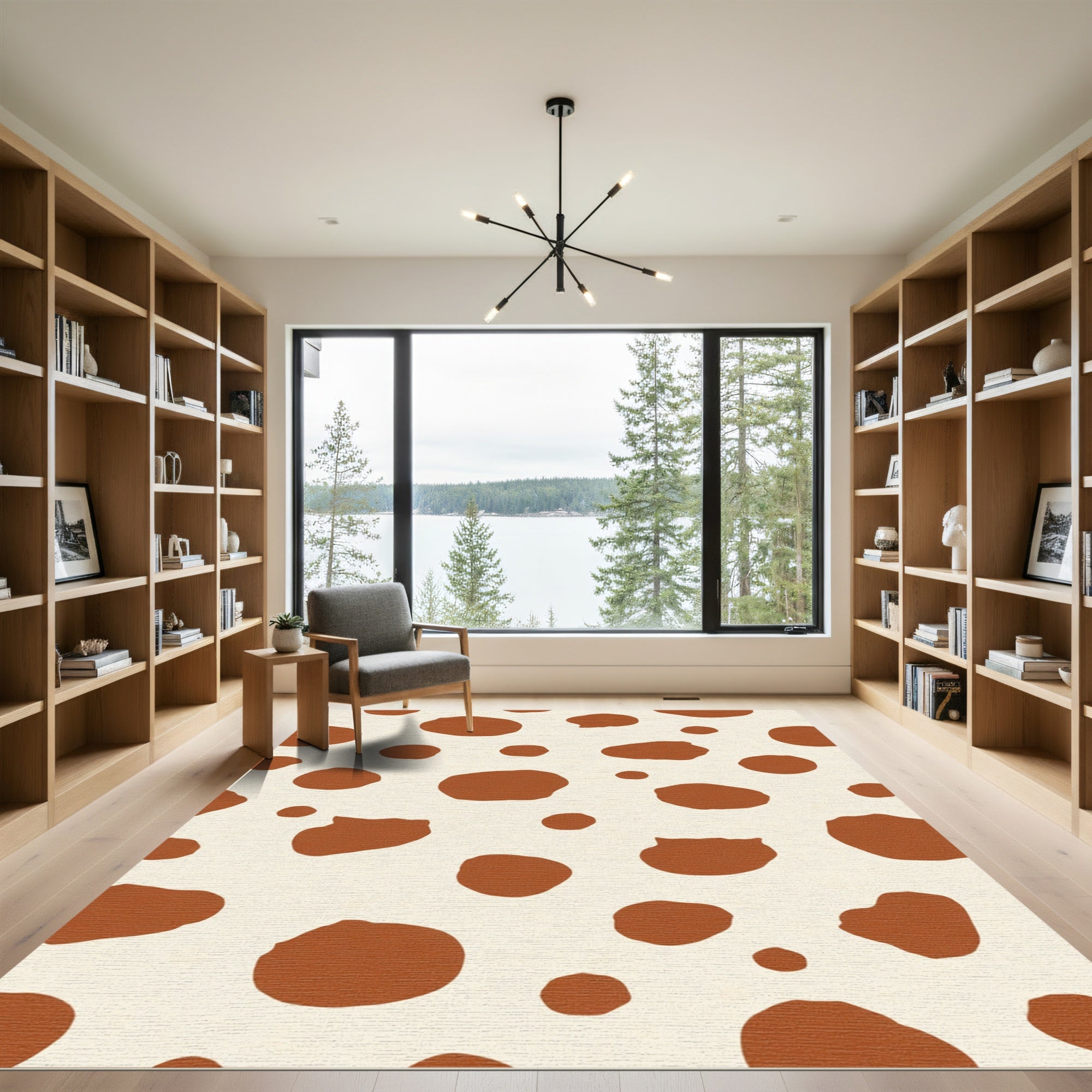 Brown Cream Spotted Abstract Rug
