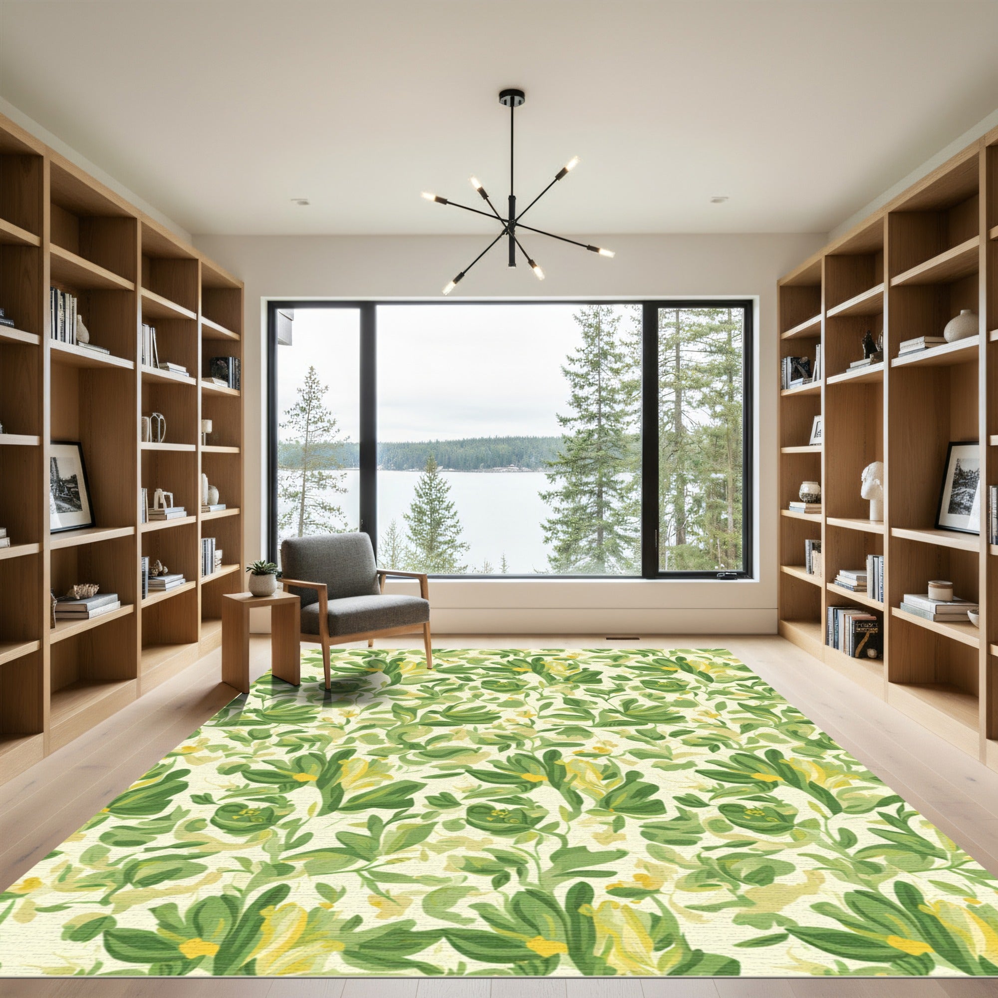 Verdant Green Floral Meadow Rug
