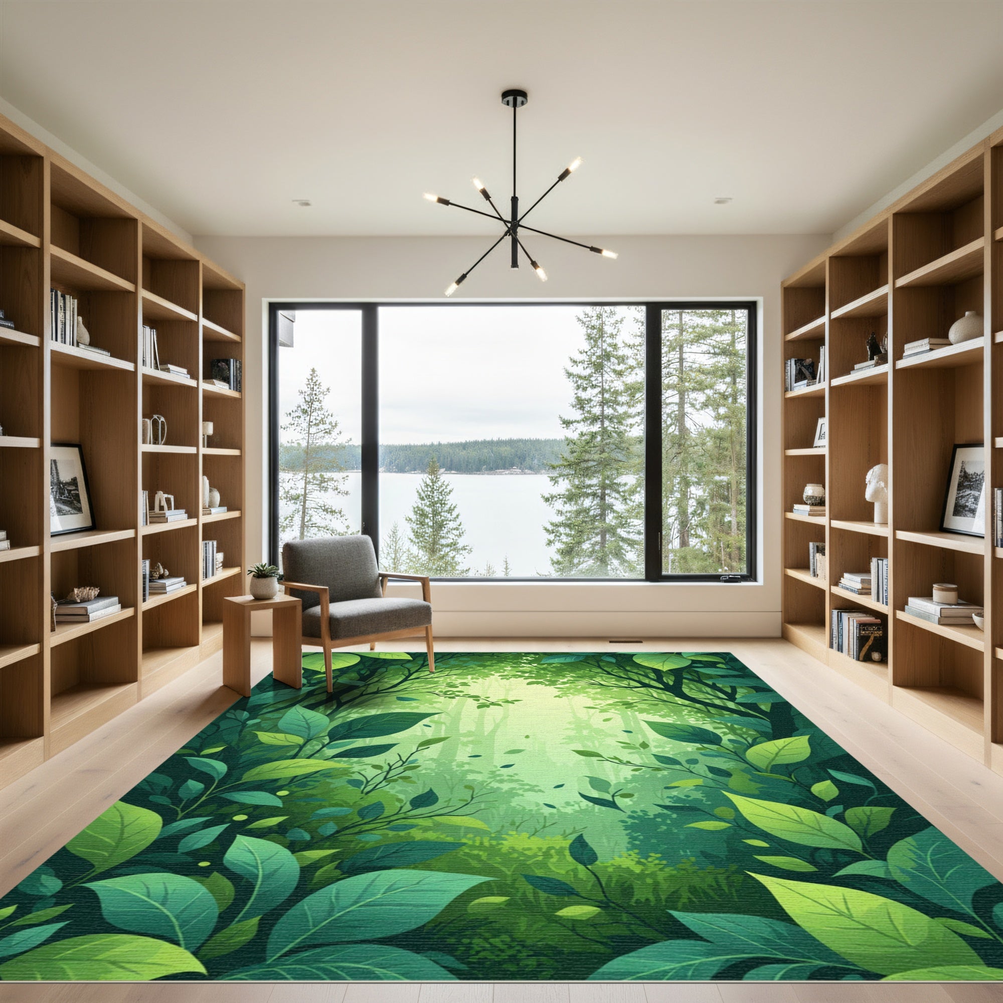 Lush Green Verdant Forest Canopy Rug