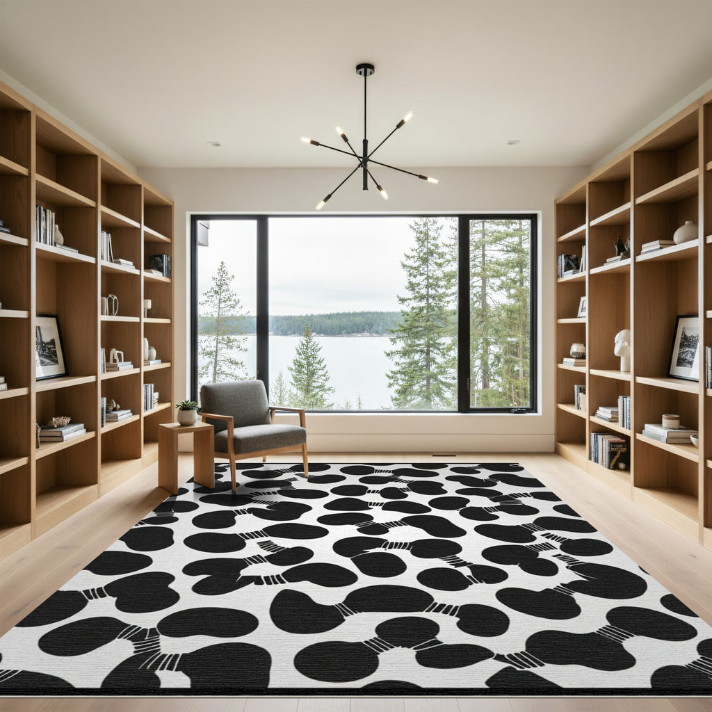 Black Cell Cluster Abstract Rug