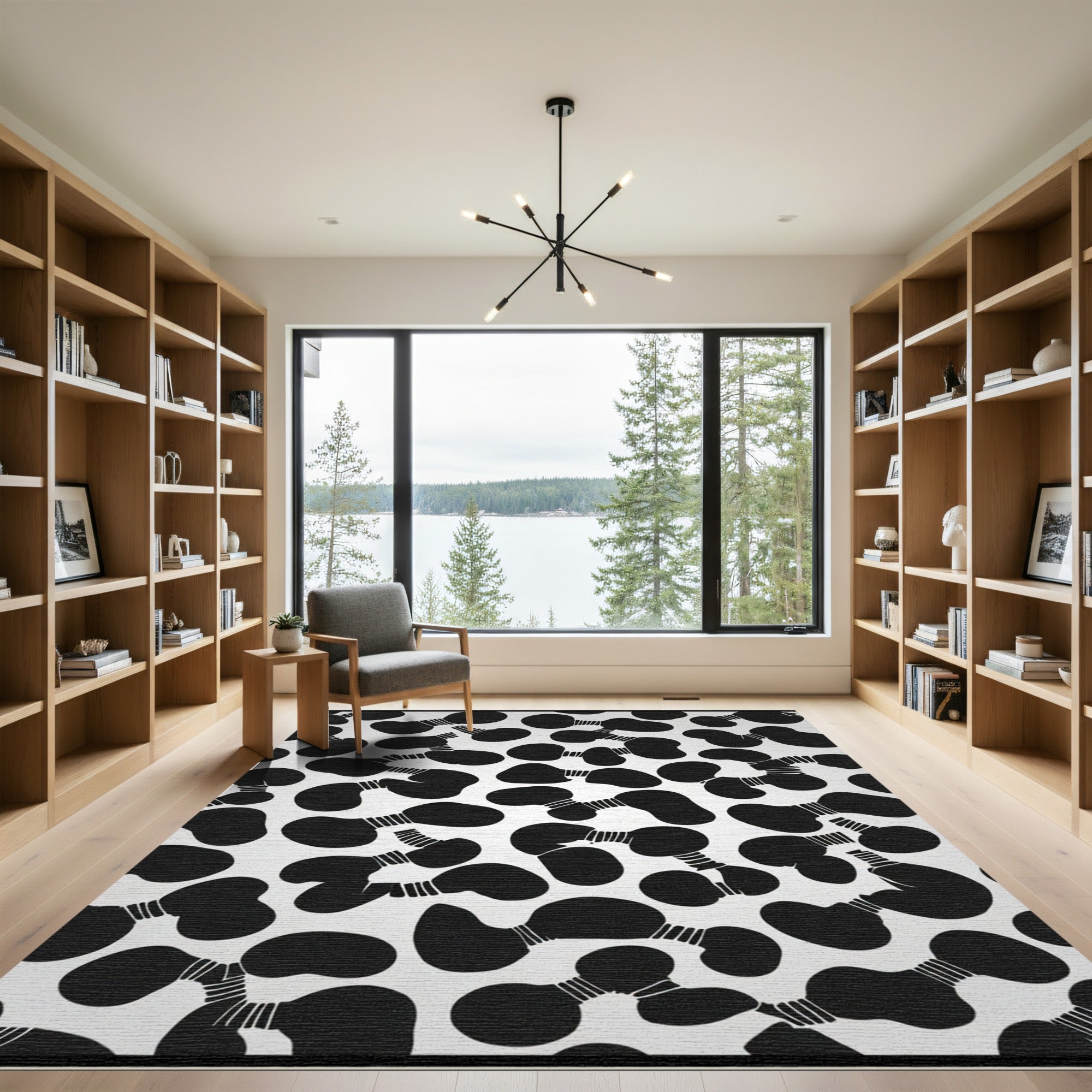 Black Cell Cluster Abstract Rug