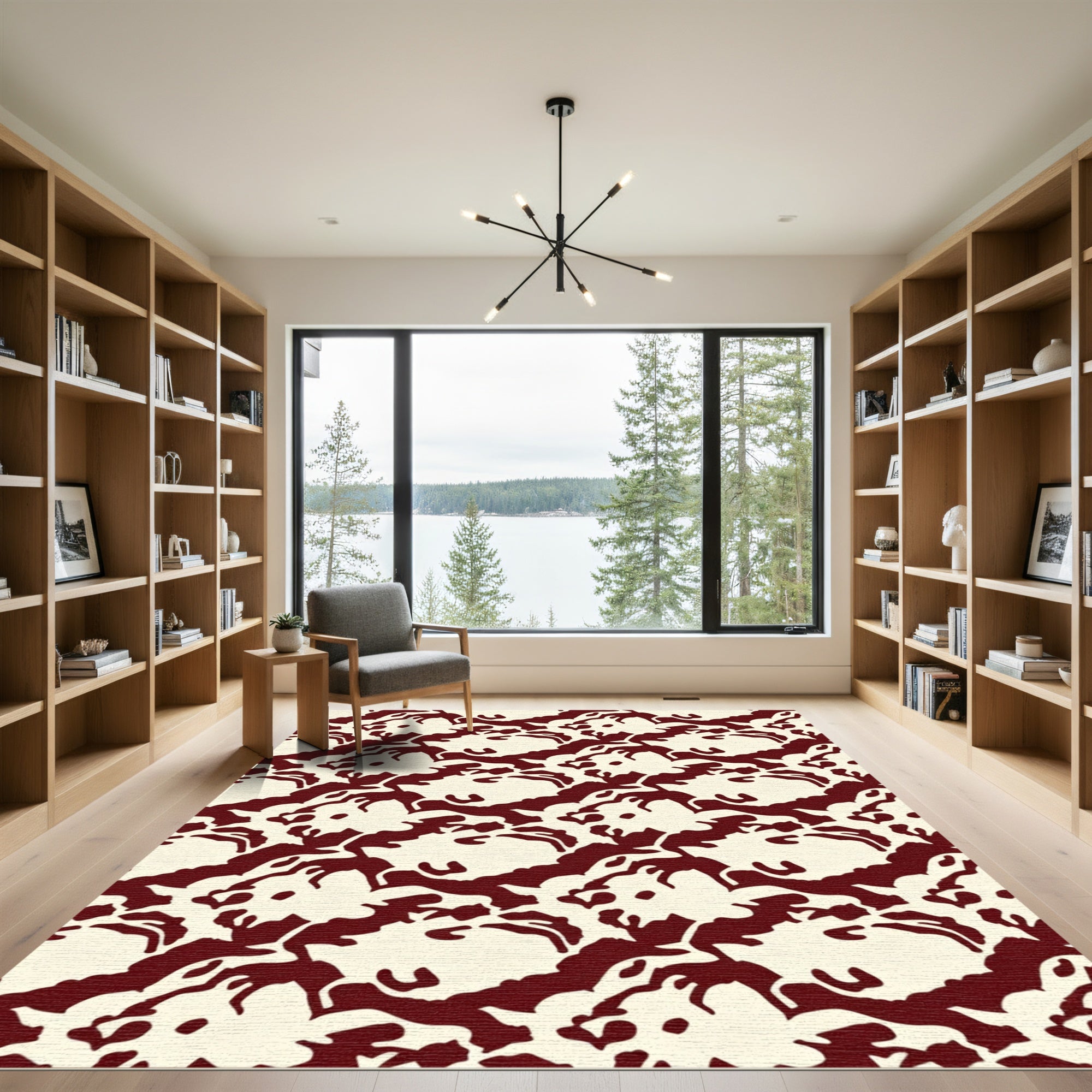 Deep Red Organic Flow Rug