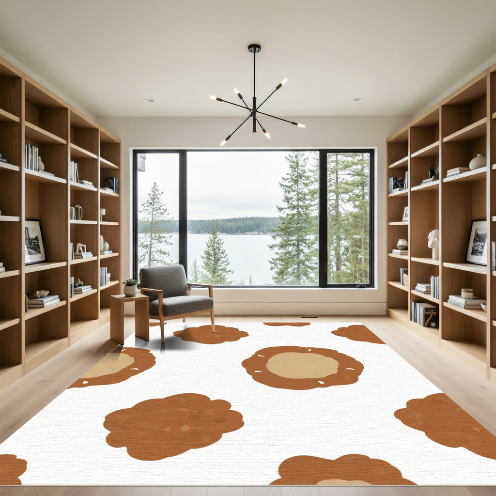 Brown Textured Rounds Repeat Rug