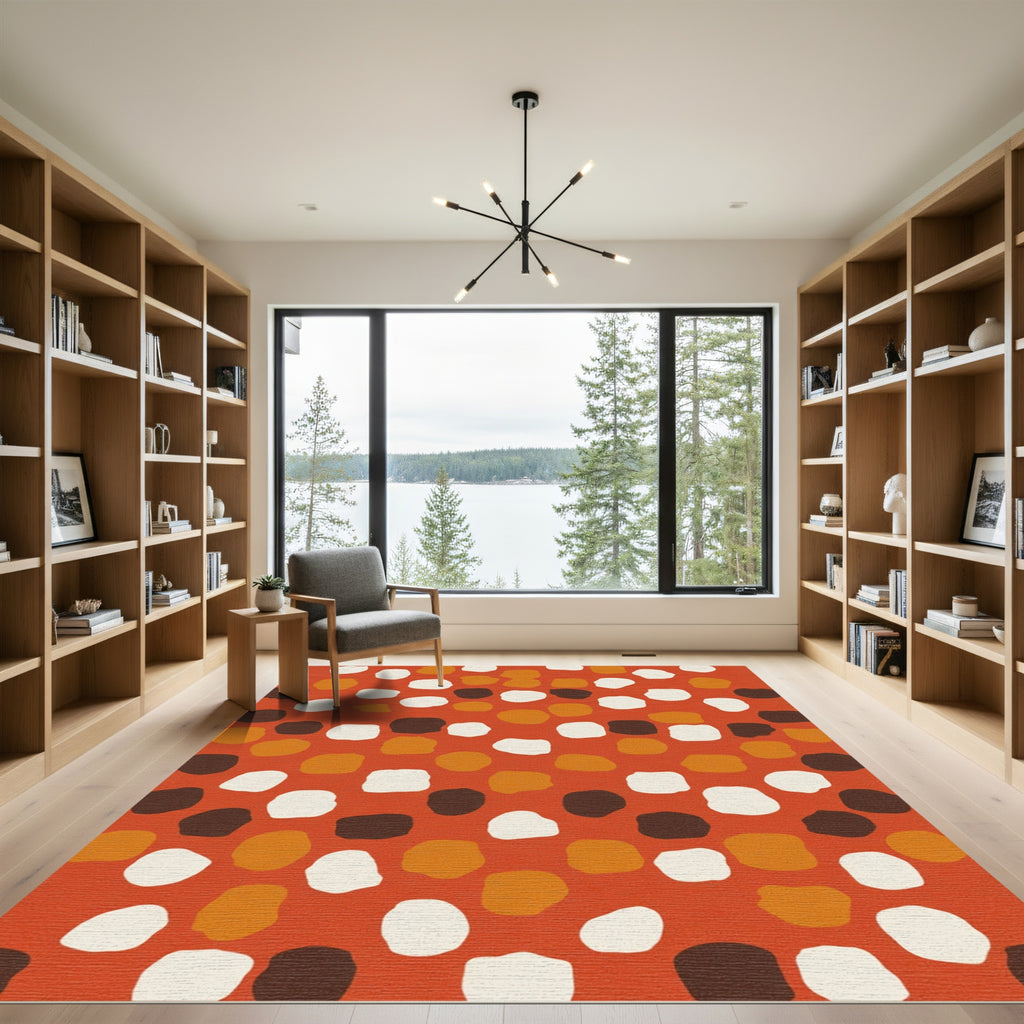 Terracotta Abstract Organic Shape Collage Rug