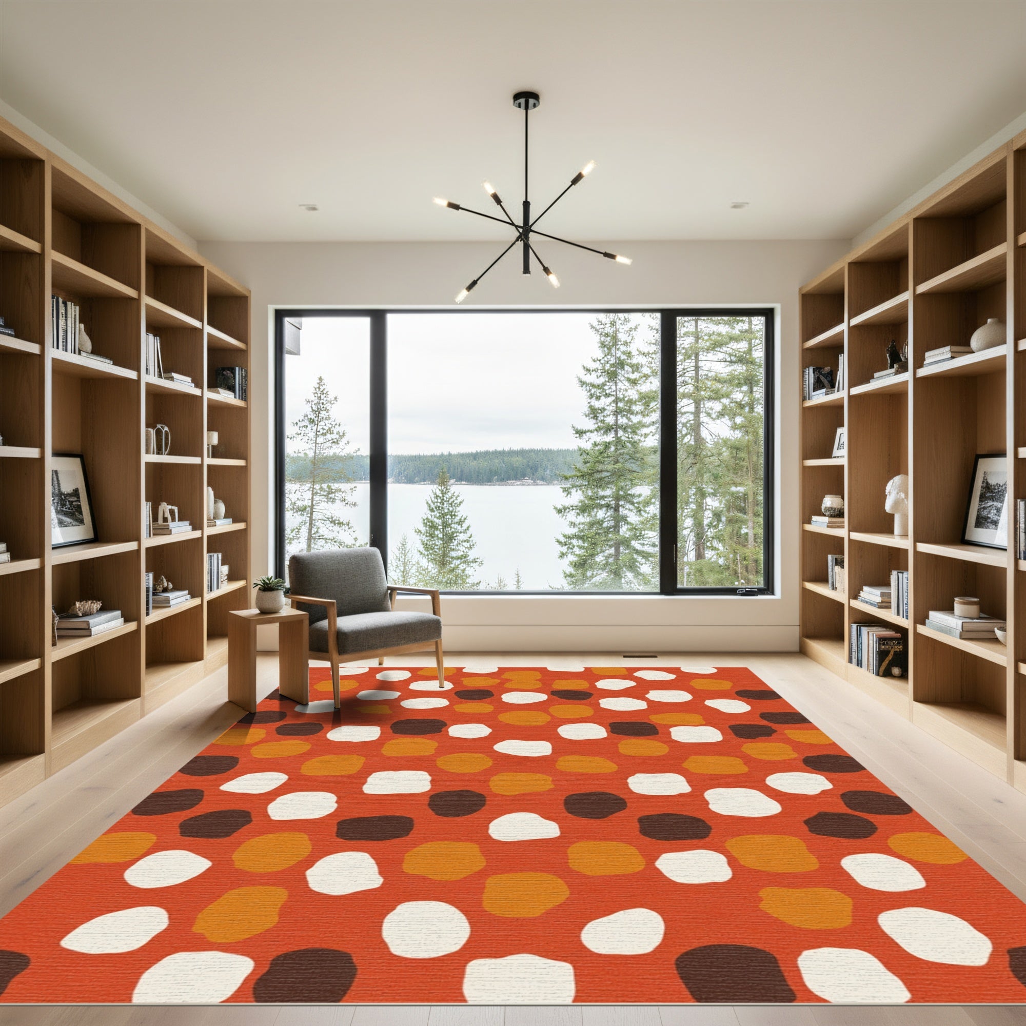 Terracotta Abstract Organic Shape Collage Rug