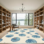 Ocean Blue Floral Whimsical Garden Rug