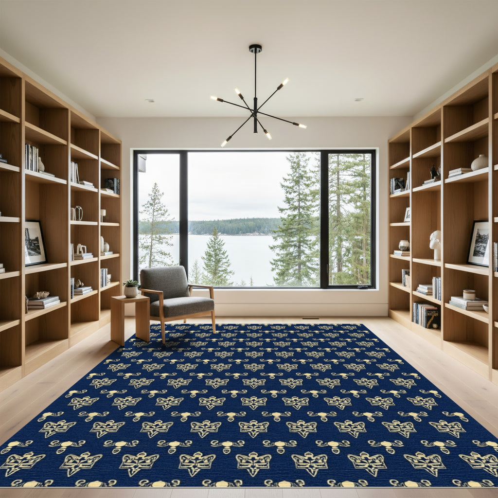 Gold Crested Imperial Motif Navy Rug