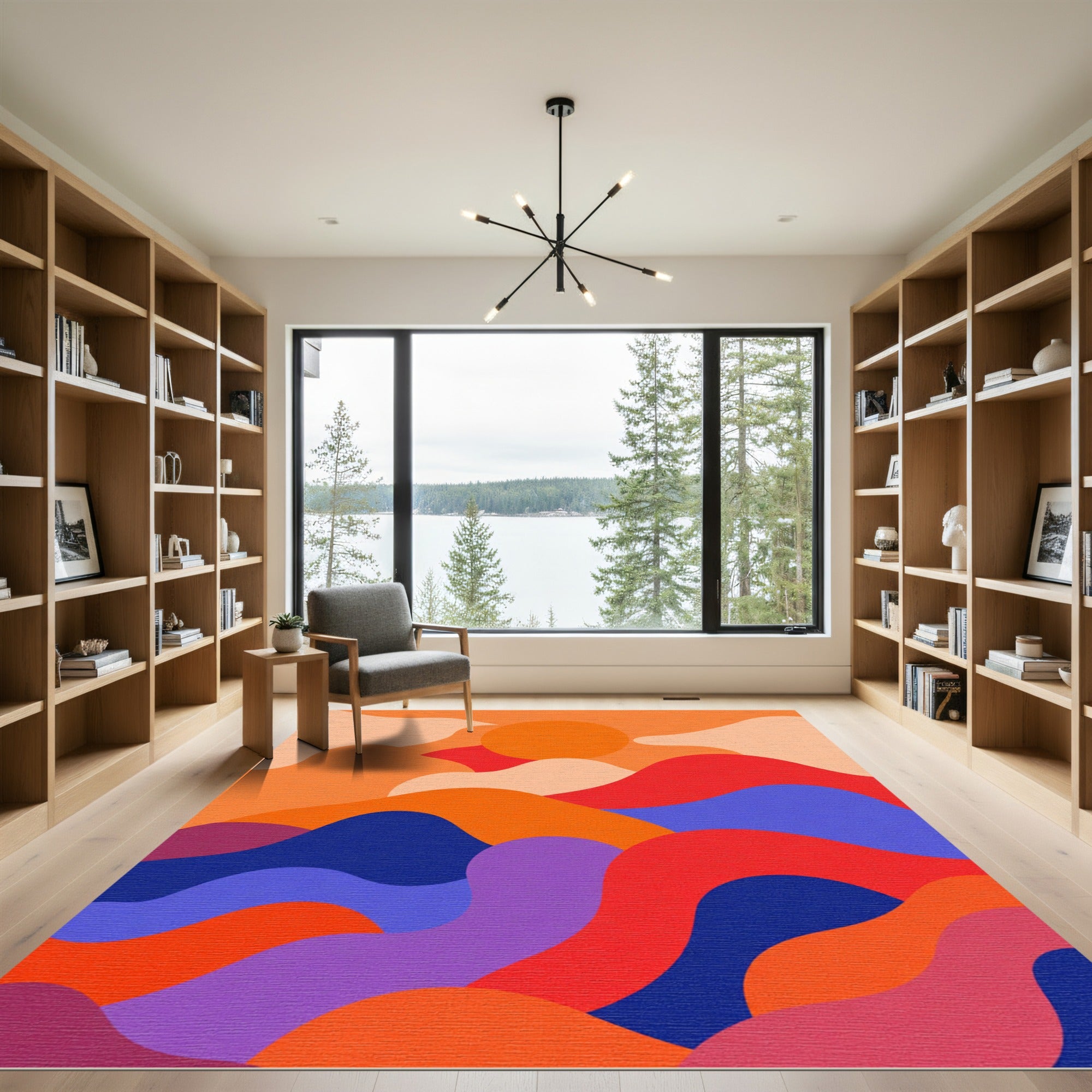 Vibrant Sunset Abstract Landscape Rug