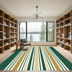 Deep Evergreen And Gold Stripe Rug