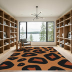 Bold Orange Black Leopard Spots Rug