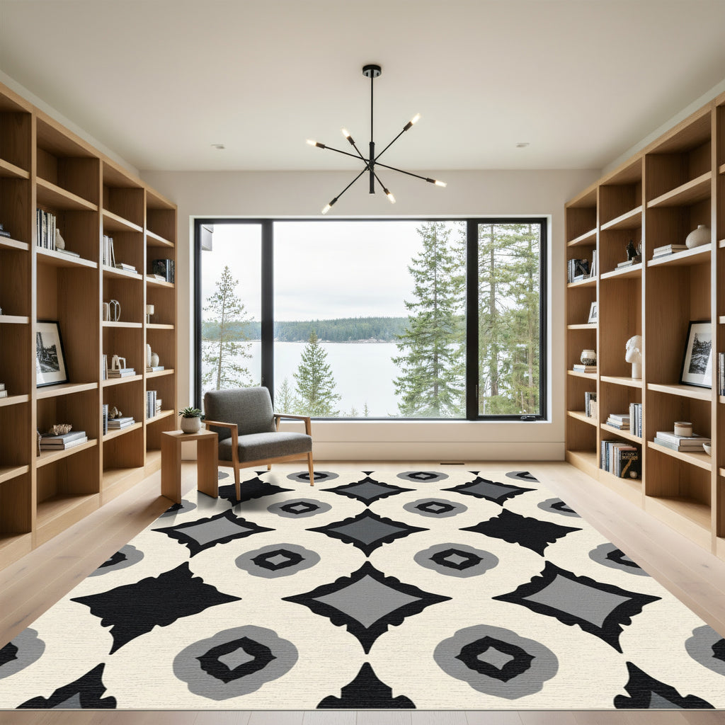 Monochromatic Diamond Ogee Pattern Rug