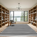 Hand Drawn Bold Black White Lines Rug
