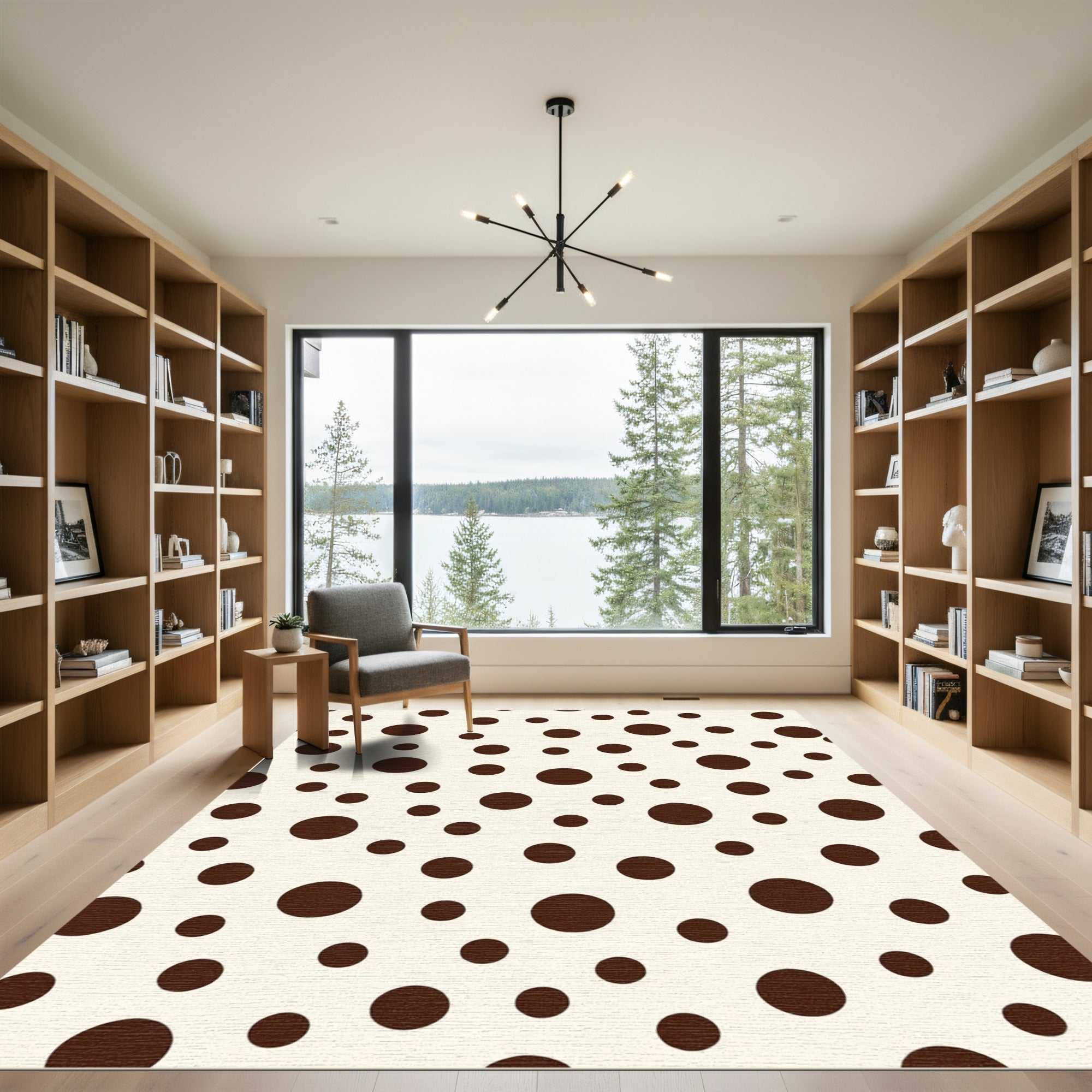 Chocolate Cream Polka Dot Scatter Rug