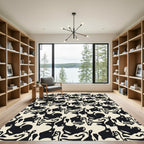 Bold Black White Organic Shape Rug