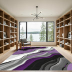 Purple Gray Black White Abstract Swirl Rug