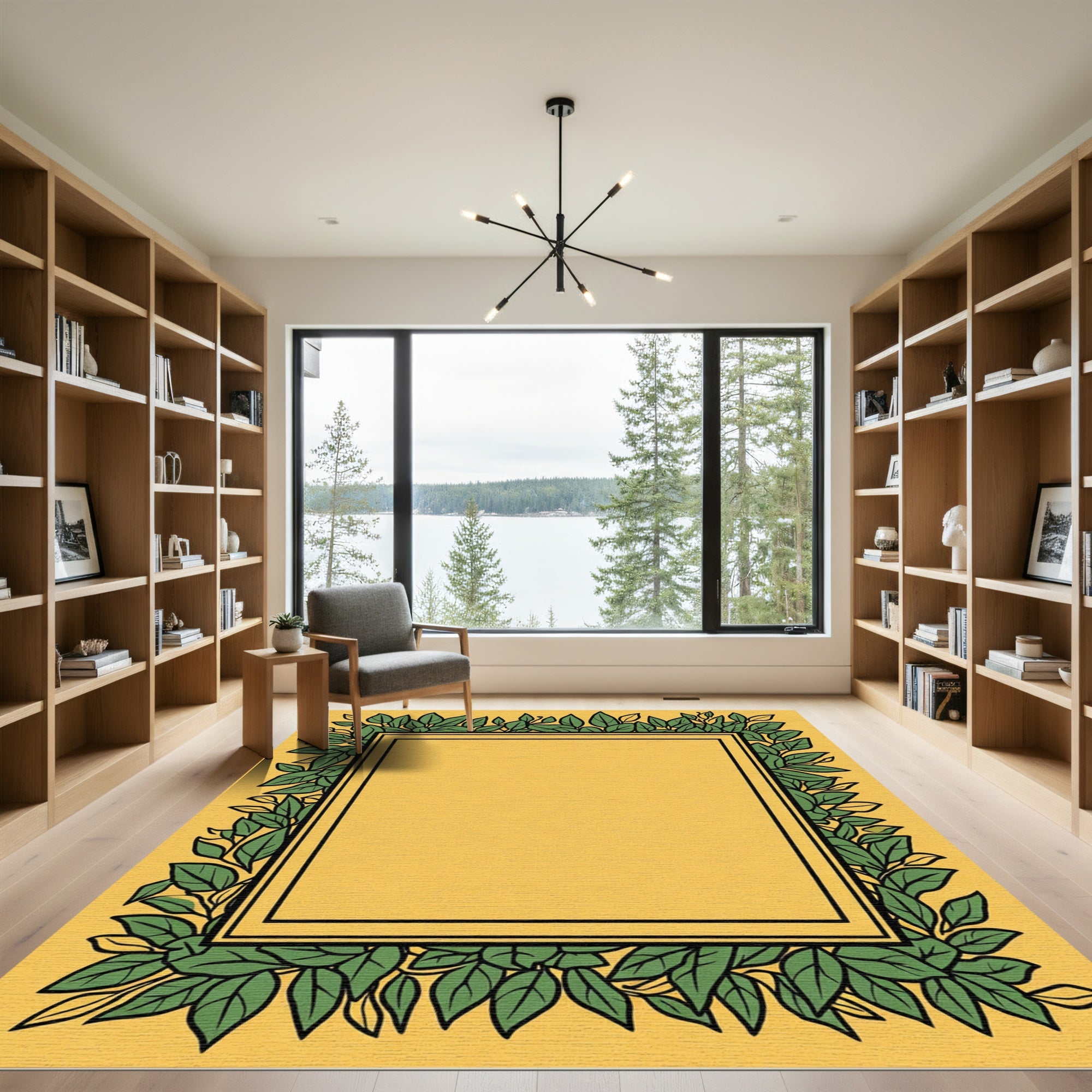 Golden Square Laurel Botanical Rug