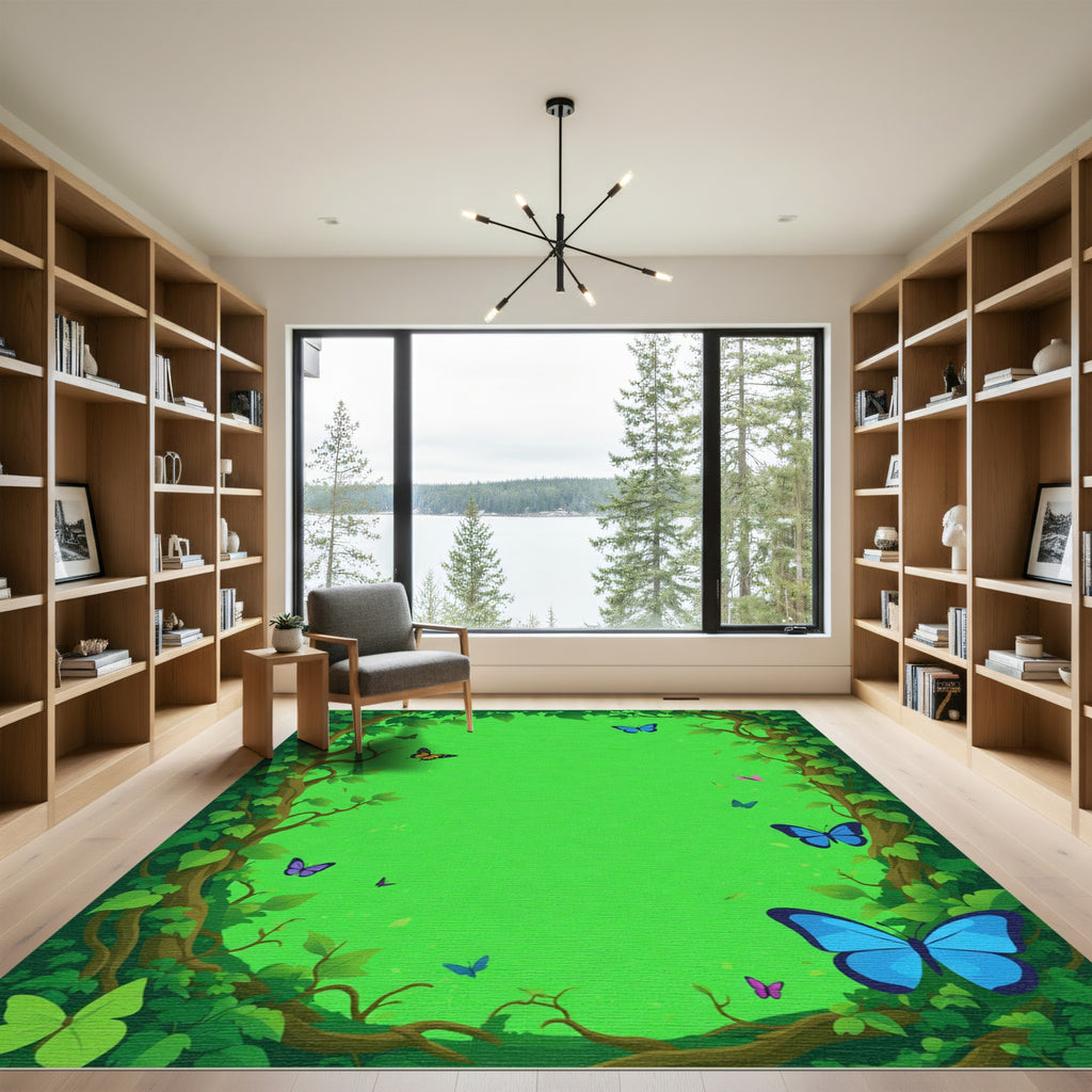 Enchanted Forest Butterflies Garden Rug