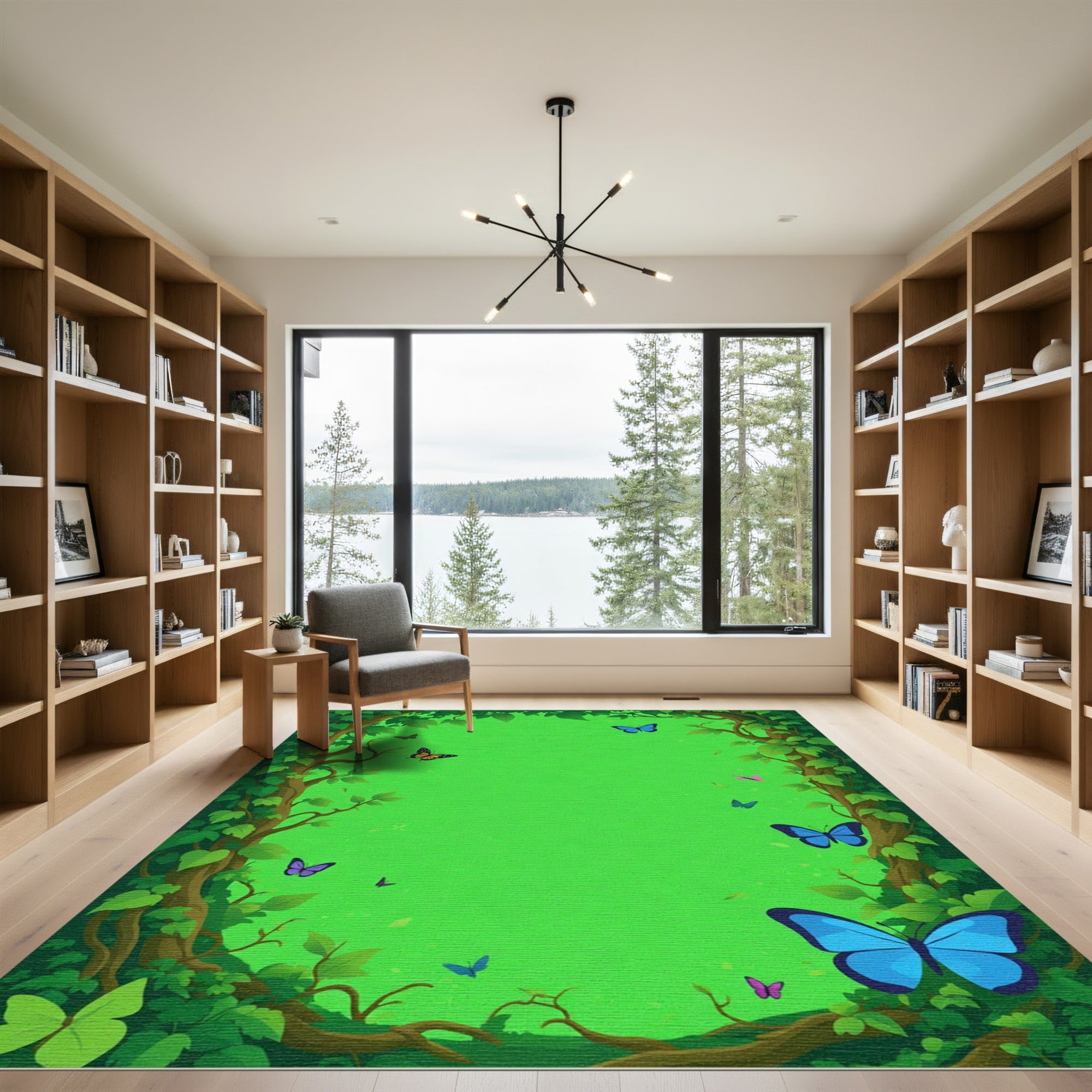 Enchanted Forest Butterflies Garden Rug