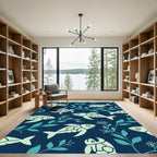 Underwater World Fish Turtle Navy Rug