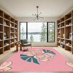 Blush Coral Petal Garden Arrangement Rug