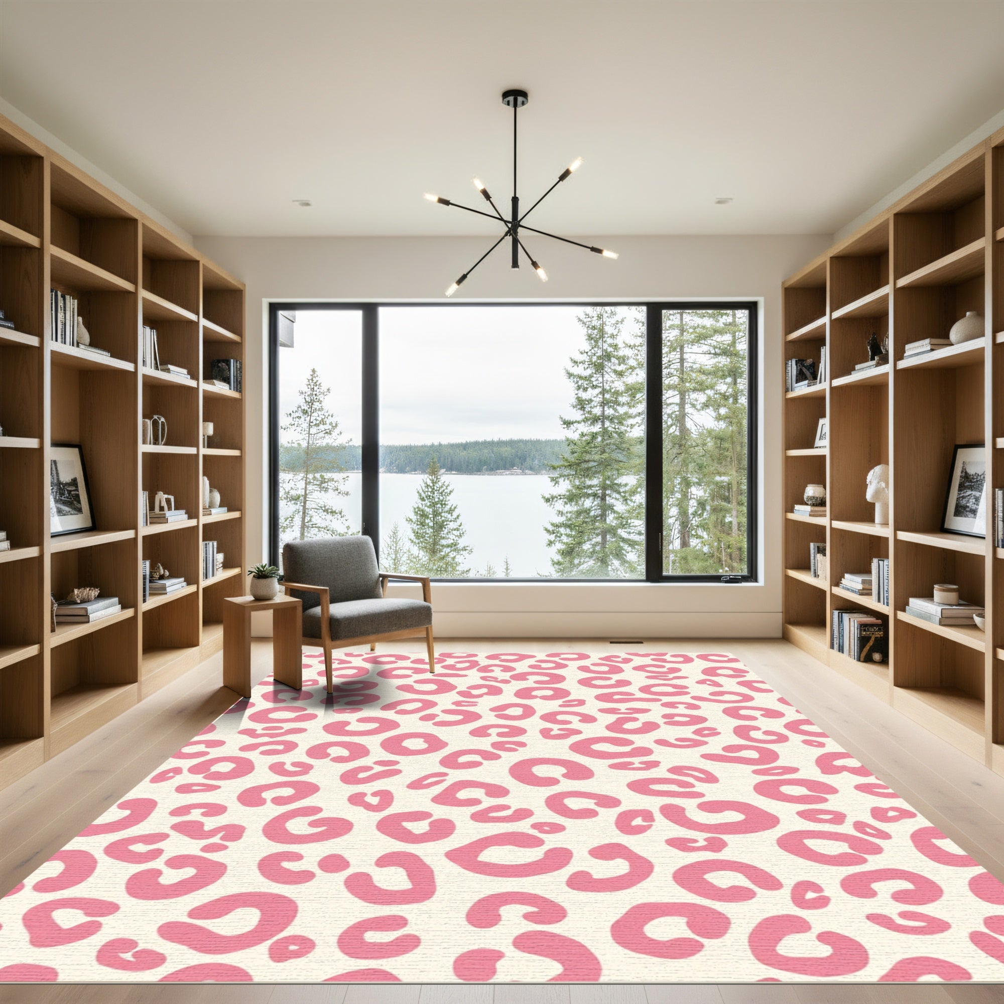 Pink Cream Leopard Spots Rug
