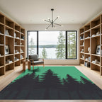 Dark Pine Forest Scene Rug