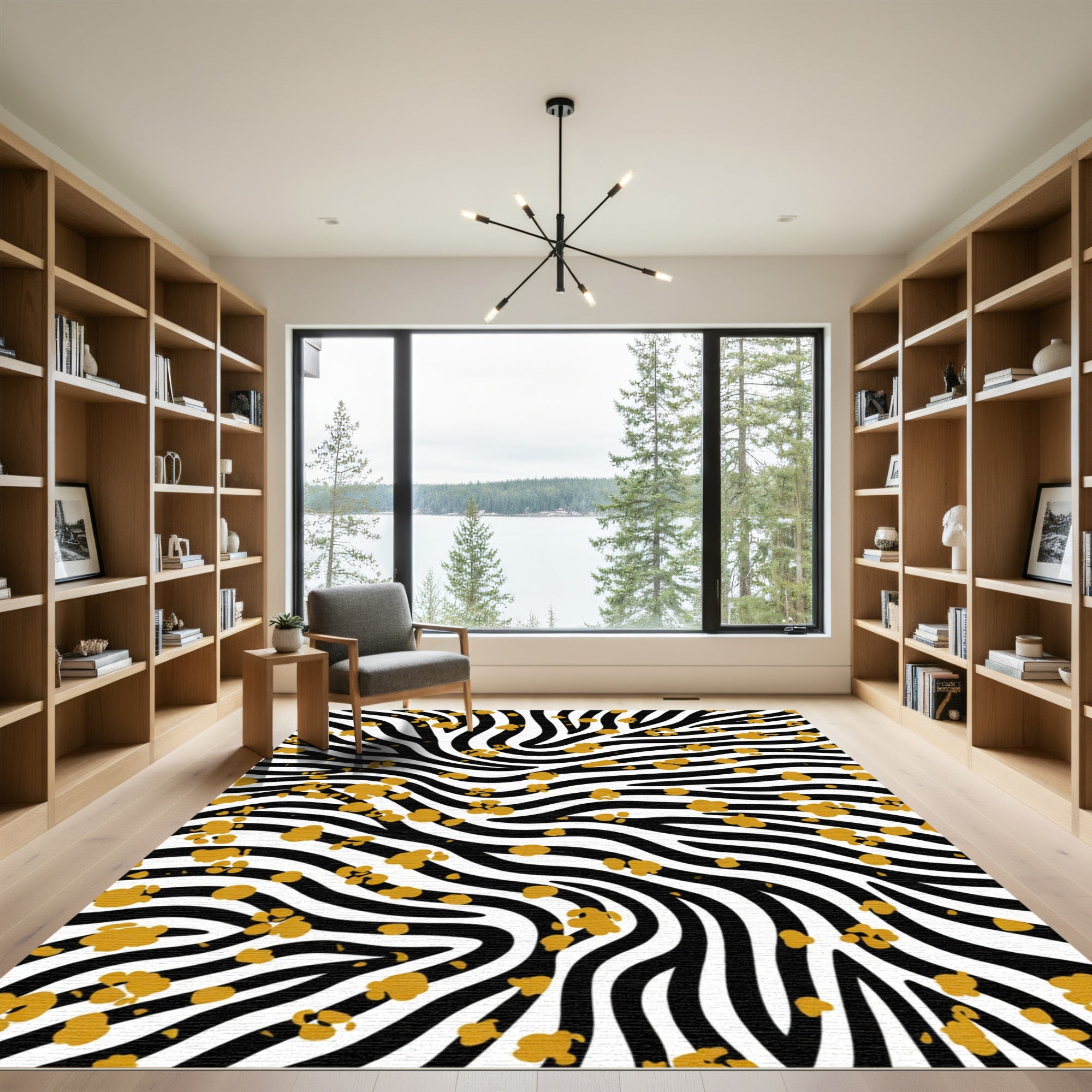 Wild Gold Zebra Stripe Rug