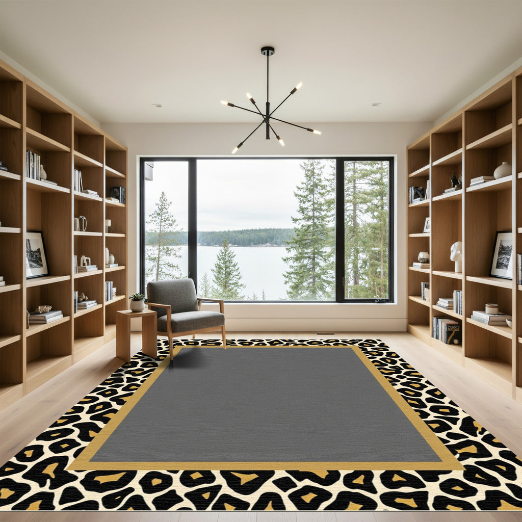 Bold Leopard Print Border Rug