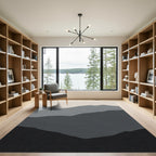 Monochromatic Layered Mountain Landscape Rug