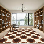 Cream Brown Sunburst Repeat Rug