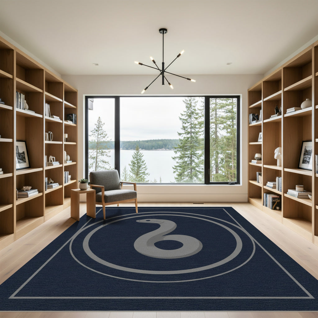 Minimalist Gray Cobra Circle Rug