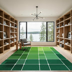 Varying Green Pixelated Geometric Squares Rug
