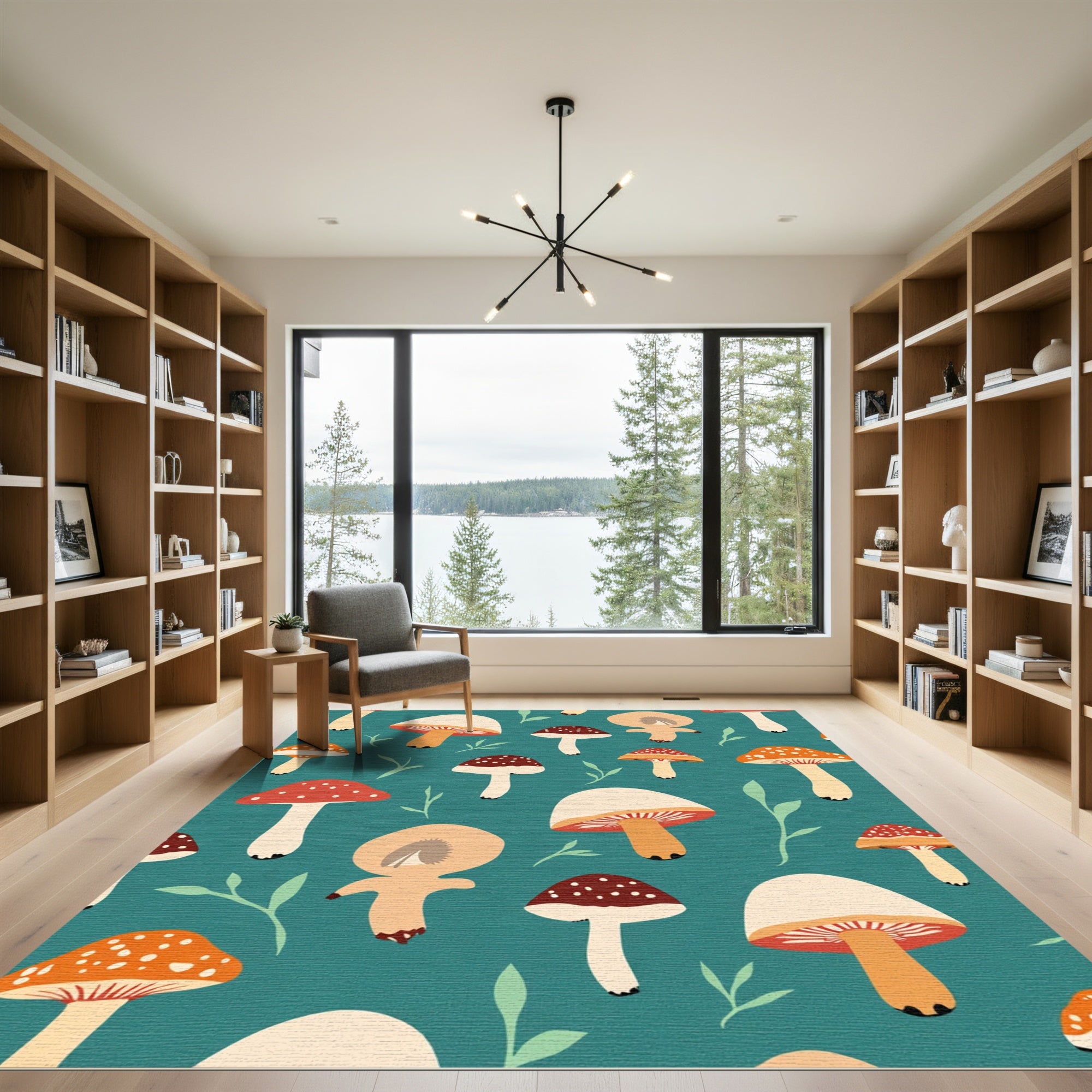 Whimsical Multi Mushroom Forest Whimsy Rug