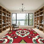 Crimson Red Floral Medallion Rug