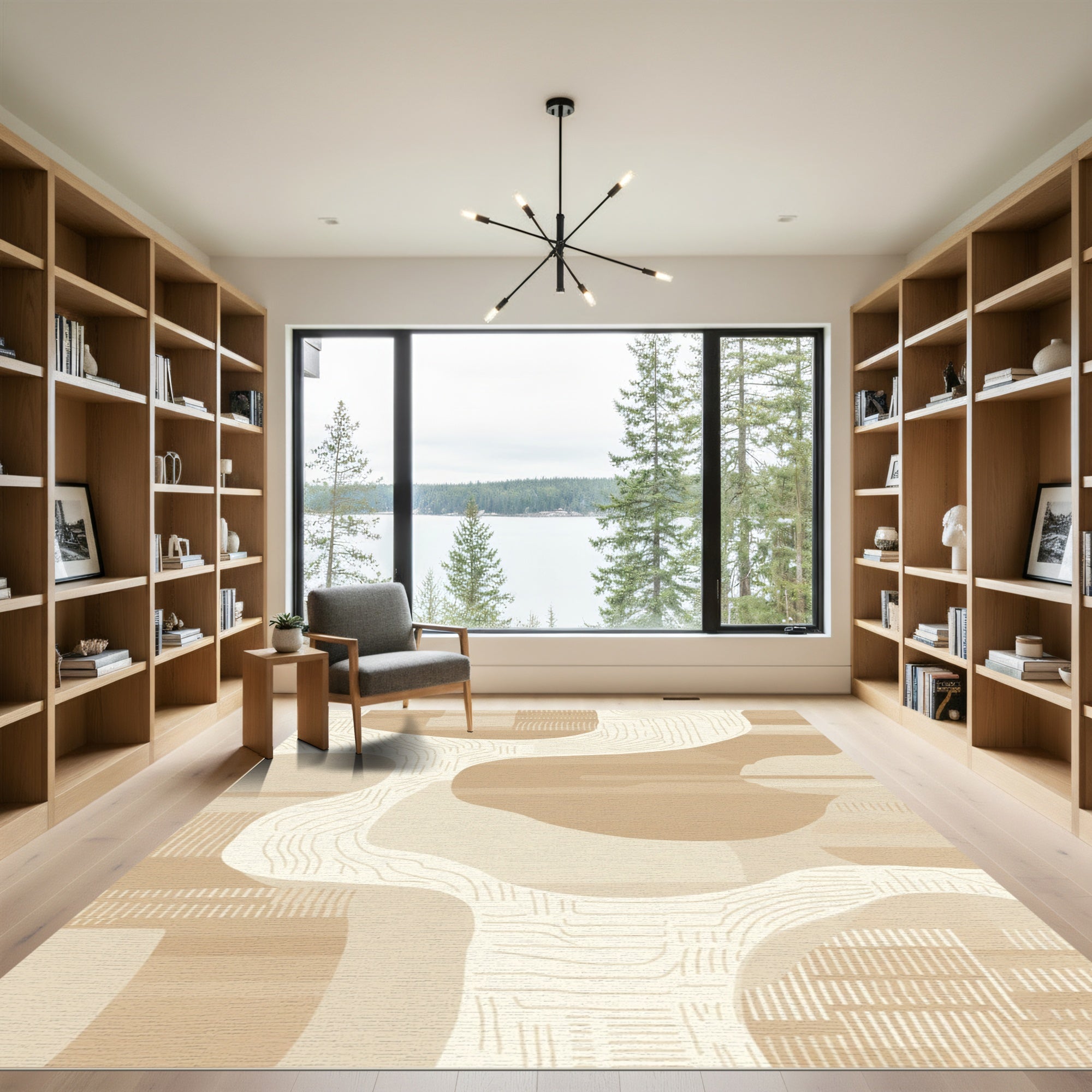 Abstract Cream Terra Organic Lines Rug