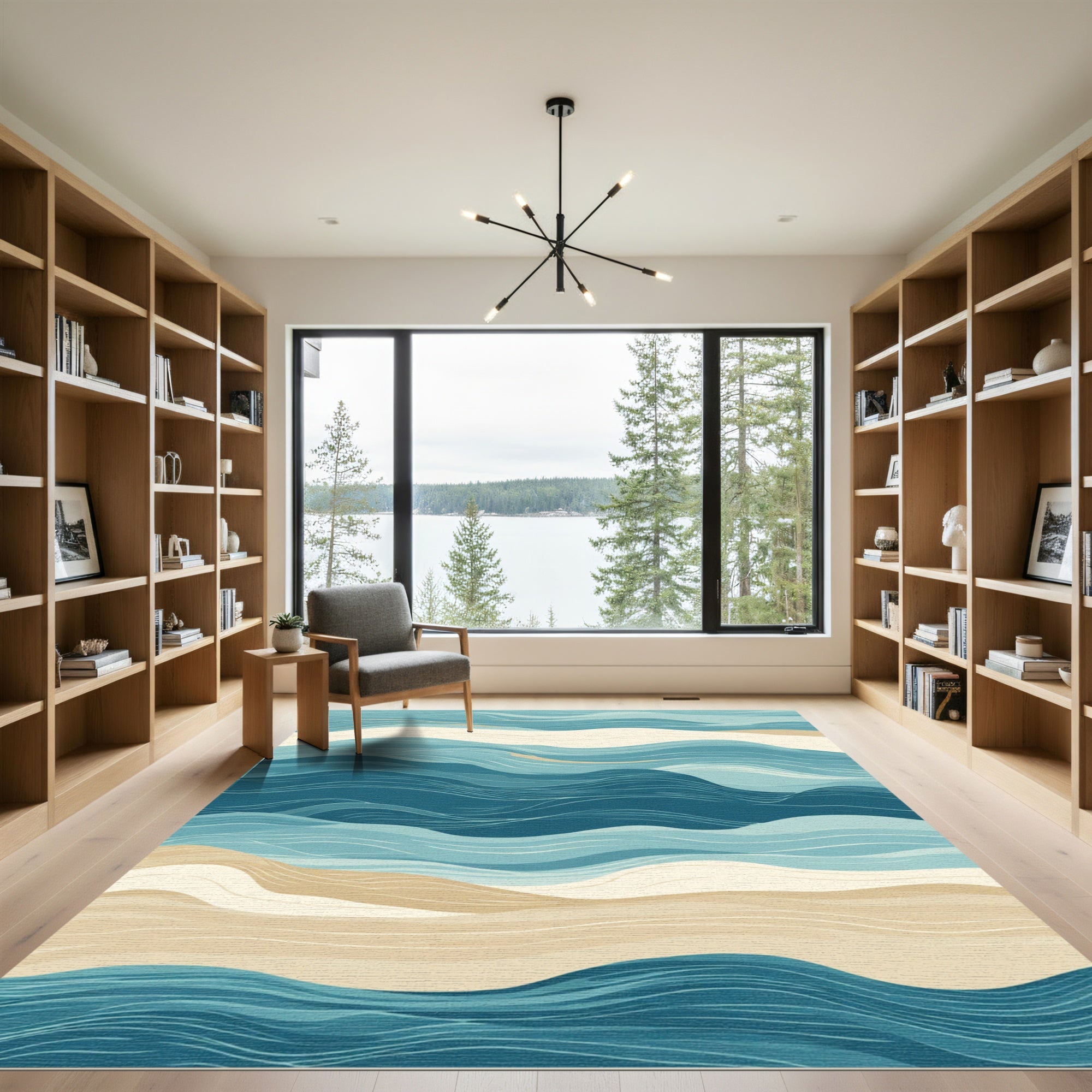 Oceanic Abstract Wave Flow Rug