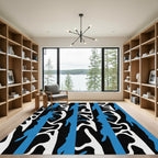 Black White Blue Organic Stripe Rug