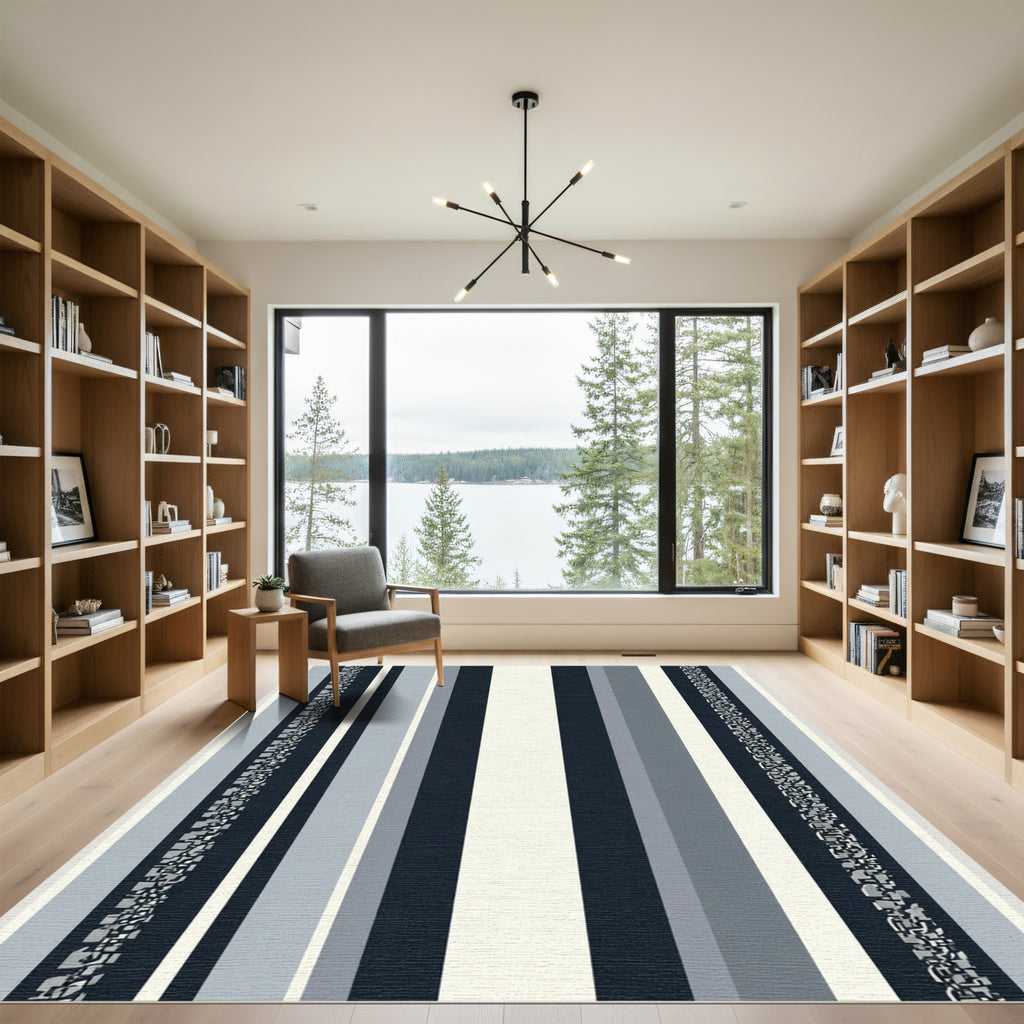 Modern Geometric Vertical Stripe Rug