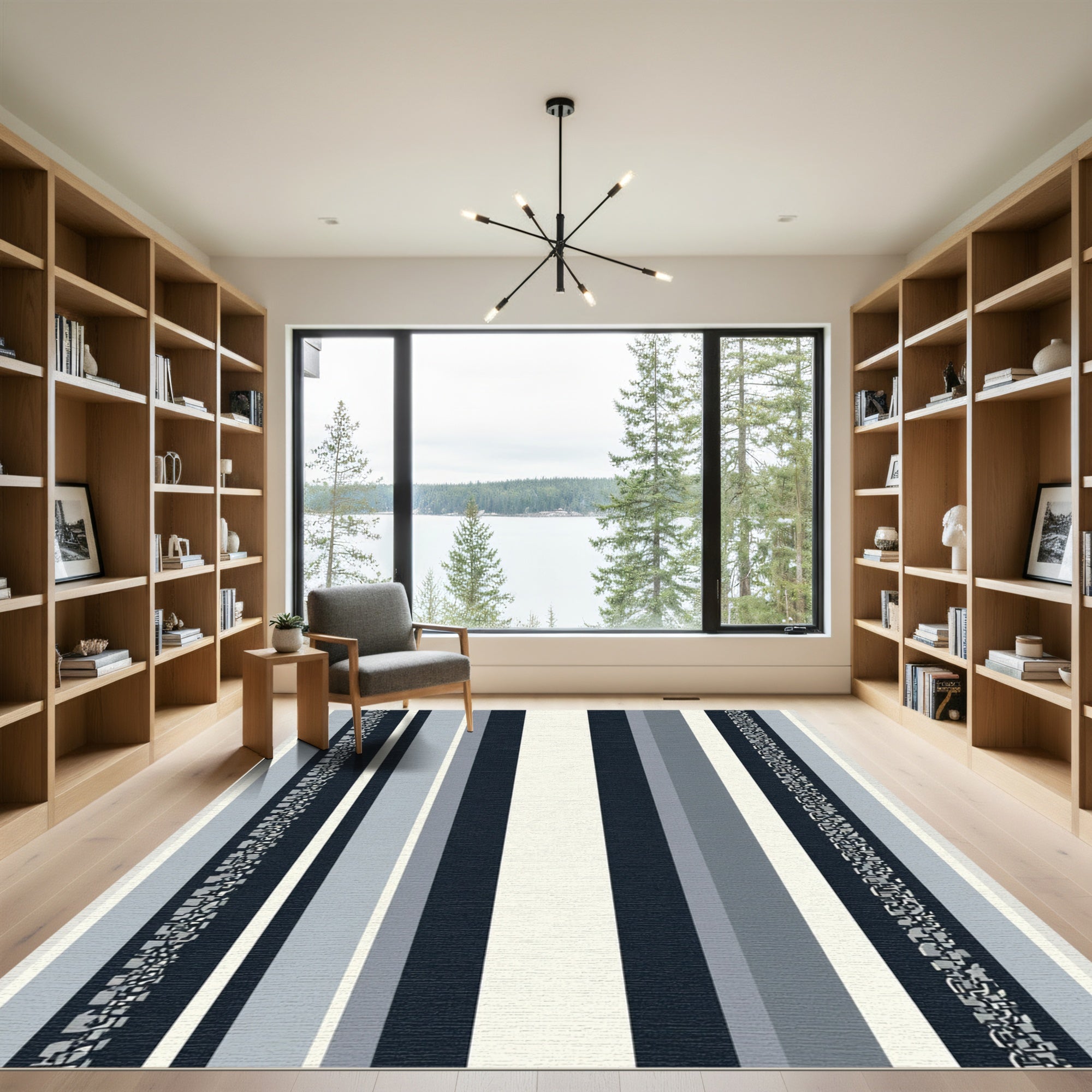 Modern Geometric Vertical Stripe Rug
