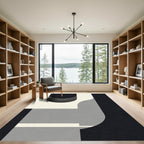 Modern Monochrome Abstract Geometric Shapes Rug