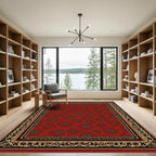Crimson Medieval Coin Medallion Border Rug