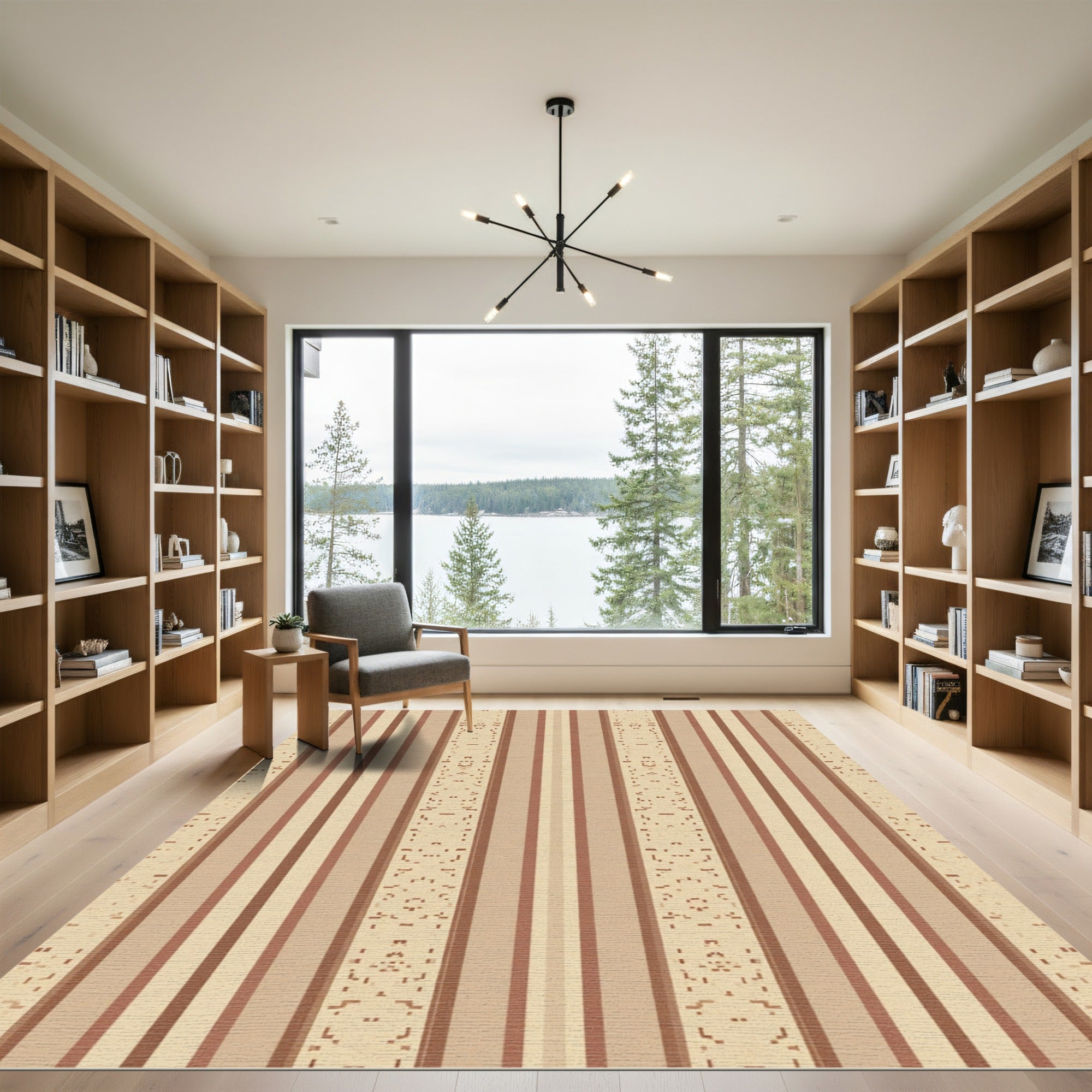 Earthy Terracotta Stripe Texture Rug