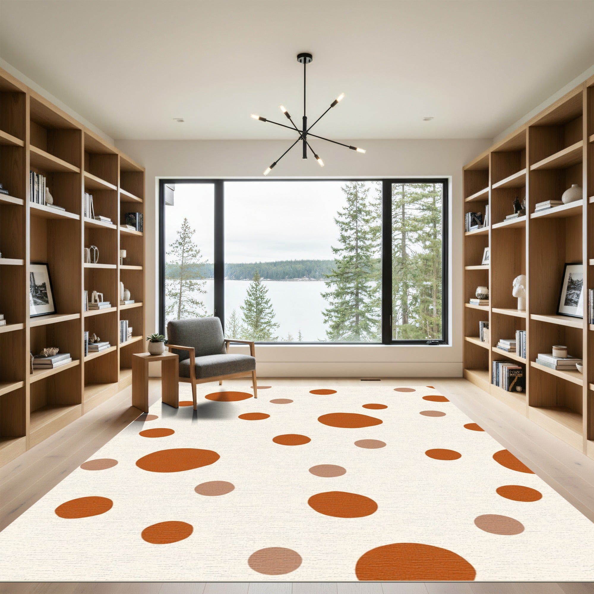 Terracotta Taupe Polka Dot Spread Rug