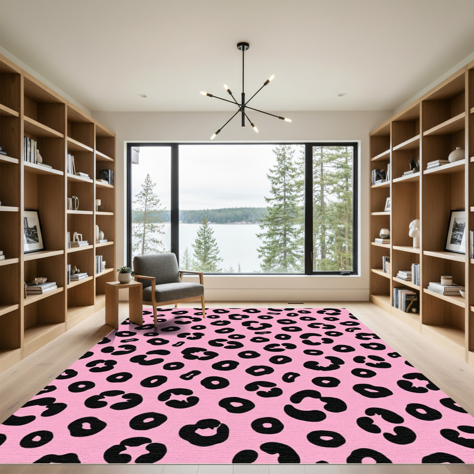 Pink Black Spotty Spots Rug