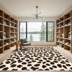Cream Brown Spotted Animal Hide Rug