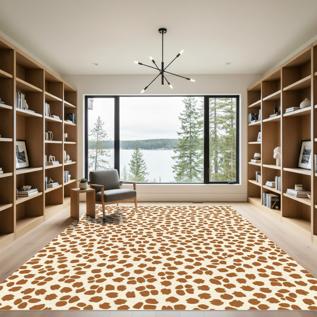 Tan Brown Spotted Animal Hide Rug