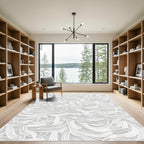 Subtle White Abstract Swirls Rug